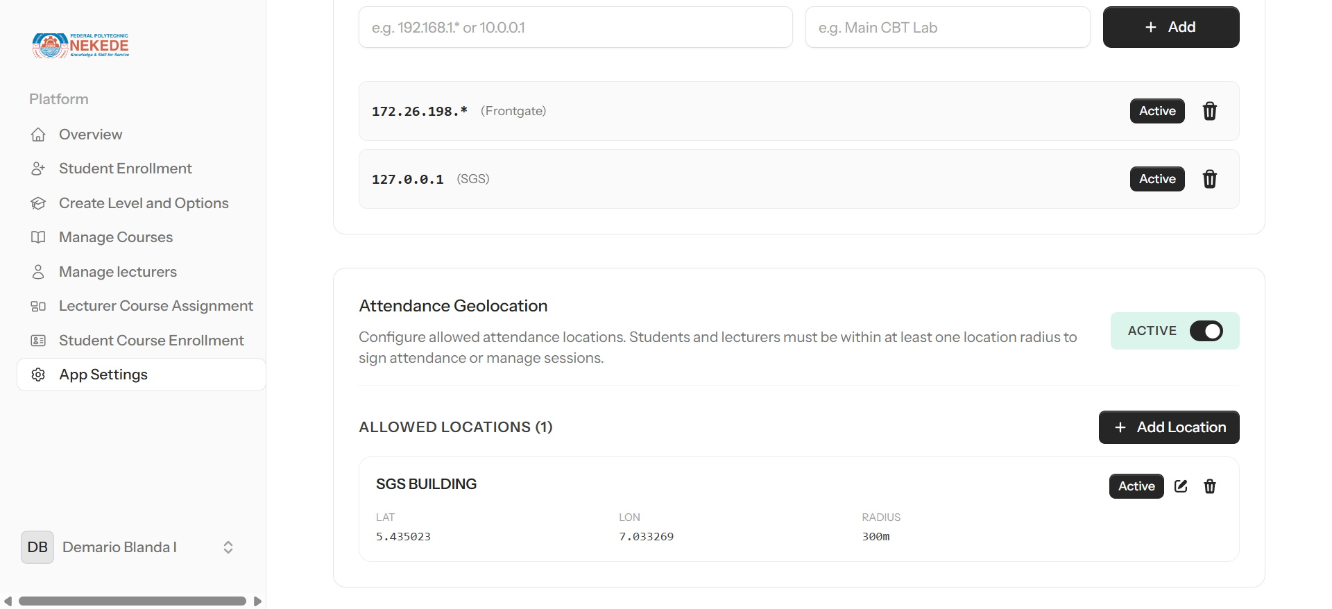 FPN Smart Attendance System screenshot