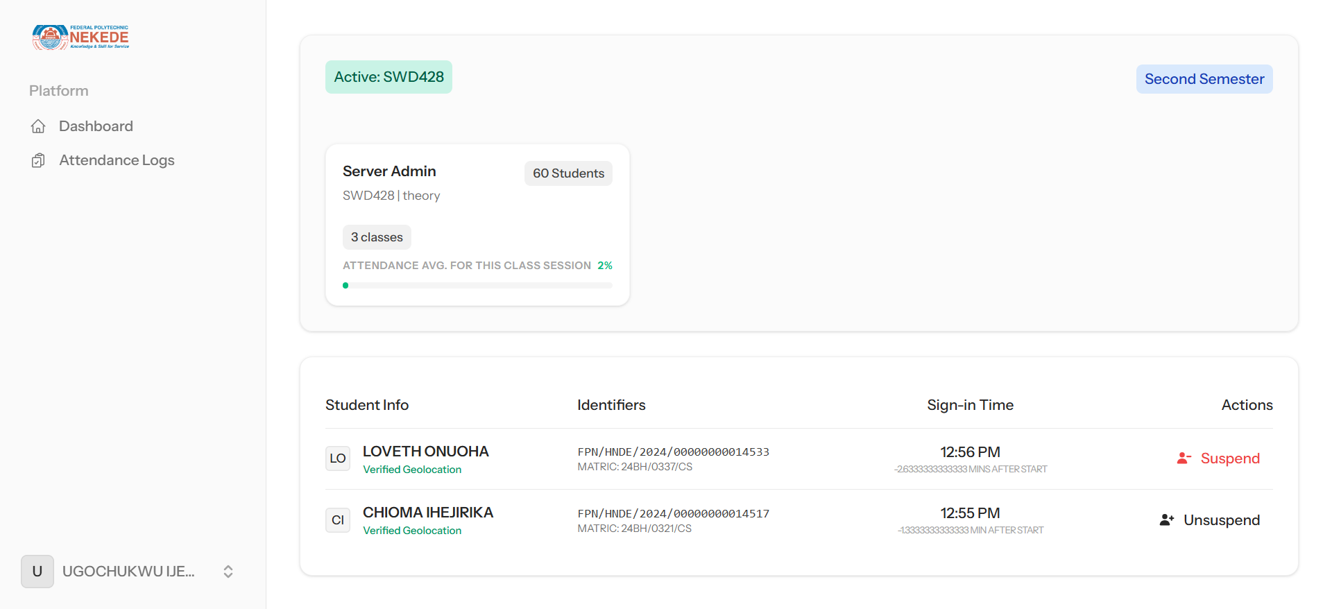 FPN Smart Attendance System — screenshot 2